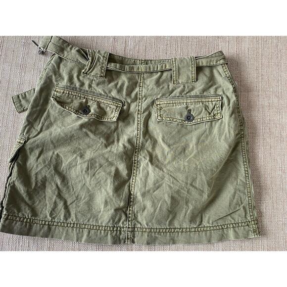 FREE PEOPLE Army Green Mini Cotton Cargo Skirt 4 - Picture 8 of 10